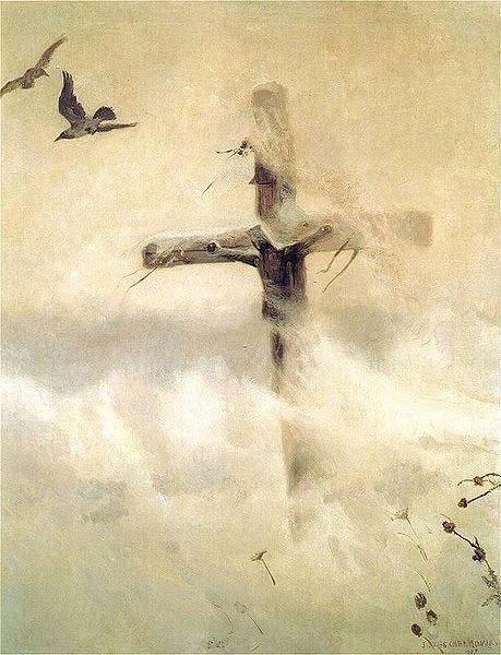 Jozef Chelmonski Cross in blizzard. oil painting image